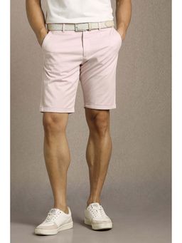Louis Philippe - Men's Pink Solid Slim Fit Shorts