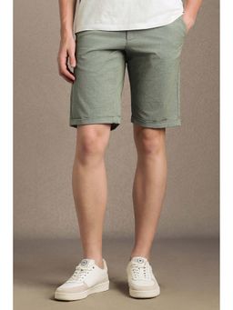 Louis Philippe - Men's Light Green Solid Slim Fit Shorts