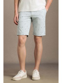Louis Philippe - Men's Green Stripe Slim Fit Shorts