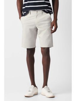 Van Heusen - Men's Off White Solid Casual Shorts
