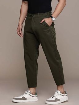 WROGN - Solid Olive Woven Chinos Trouser