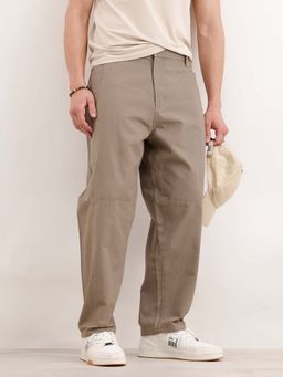 WROGN - Barrel Fit Cut And Sew Trouser Khaki
