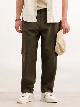 WROGN - Barrel Fit Cut And Sew Trouser Olive