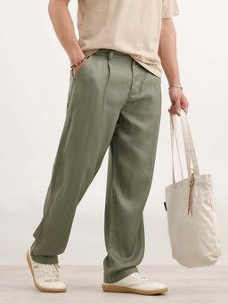 WROGN - Loose Fit Linen Blend Trouser Green