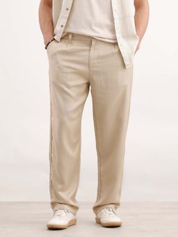 WROGN - Loose Fit Linen Blend Trouser Khaki