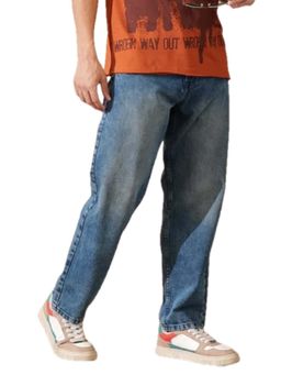 WROGN - Casual Heavy Fade Loose Fit Jeans Blue