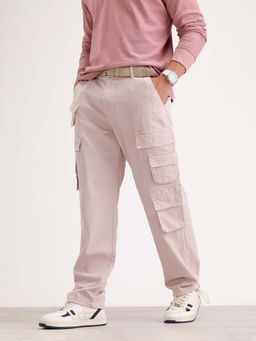 WROGN - Men's Pink Loose Fit Solid Cargo
