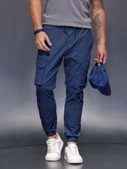 WROGN - Men's Navy Blue Casual Slim Fit Cargo