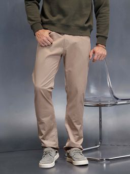 WROGN - Men's Casual Straight Fit Trouser Beige