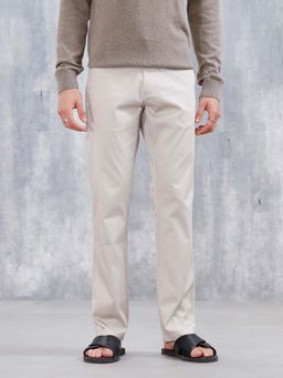WROGN - Men's Straight Fit Woven Trouser Beige