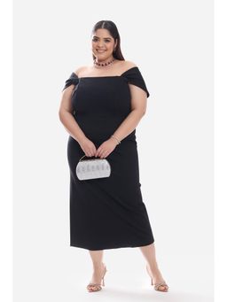 Virgio - Solid Ponte Off Shoulder Dress for Women Black