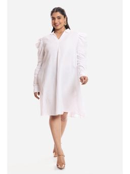 Virgio - Solid Viscose Aline Dress for Women White