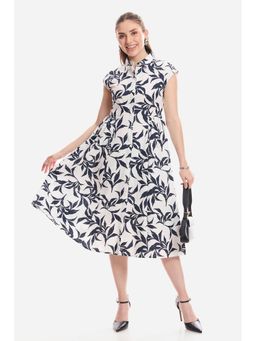 Virgio - Printed Cotton Gathered Shirt Dress for Women White