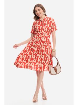 Virgio - Abstract Viscose Knee Length Dress for Women Multi-Color