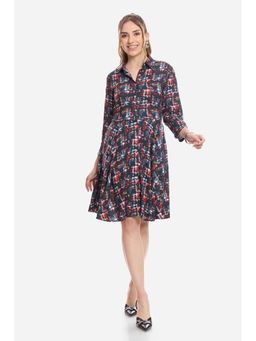 Virgio - Floral Cotton Knee Length Shirt Dress for Women Multi-Color