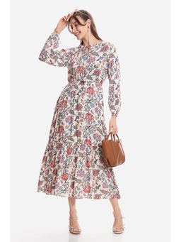 Virgio - Floral Cotton A-Line Dress for Women Multi-Color