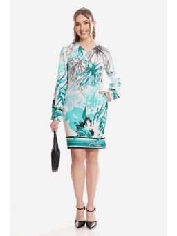Virgio - Floral Cotton Shift Dress for Women Blue