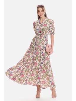 Virgio - Floral Viscose Printed Dress for Women Multi-Color