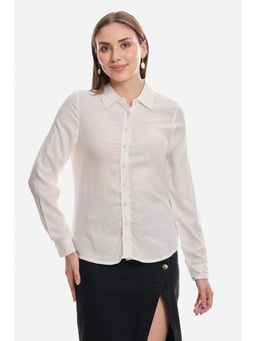 Virgio - Solid Viscose Button Down Shirt for Women White