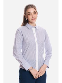 Virgio - Striped Cotton Striped Regular Fit Shirt for Women Blue