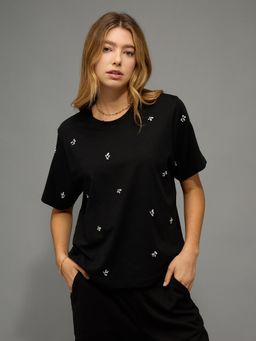 American Eagle - Ae Rhinestone and Pearl T-Shirt Black