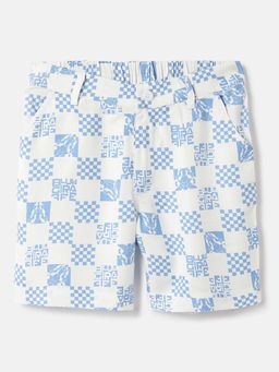 Blue Giraffe - Boys White All Over Printed Mid Rise Casual Shorts