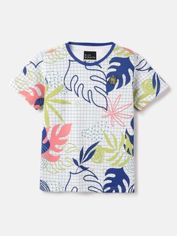 Blue Giraffe - Boys Multicolor Tropical Print Stretchable T-Shirt