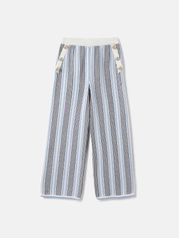 Blue Giraffe - Girls Stripes Mid Rise Straight Leg Knit Stretchable Trouser