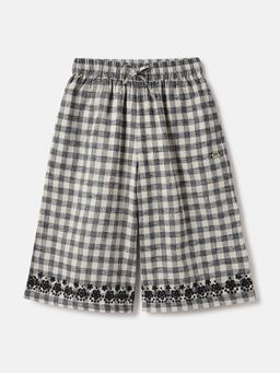 ELLE - Girls Checks Mid Rise Wide Leg Trouser