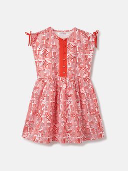 ELLE - Girls All Over Printed Fit And Flare Dress