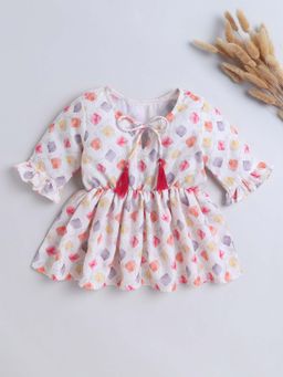 The Magic Wand - Girls Three Fourth Sleeves Printed With Tassels Top