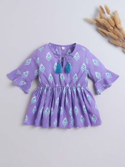 The Magic Wand - Lavender Ikat Printed With Tassels Top