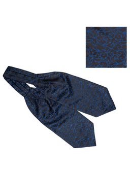 The Tie Hub - Paisley Navy Blue Microfiber Cravat and Pocket Square Combo