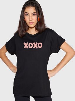 Bewakoof - Womens Black Team LOLA Graphic Printed Boyfriend T-Shirt