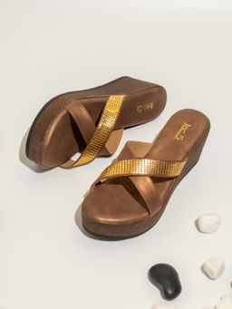 Inc.5 - Women Bronze Casual Wedges