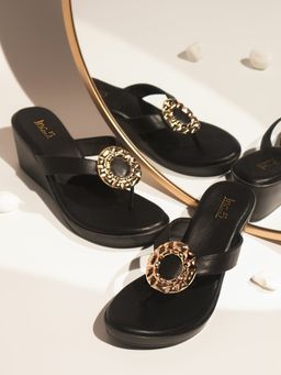 Inc.5 - Women Black Party Wedges Heels