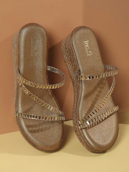 Inc.5 - Women Gold Evening Wedges Heels