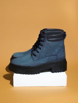 Inc.5 - Women Navy Blue Casual Mid-Top Block Casual Boots