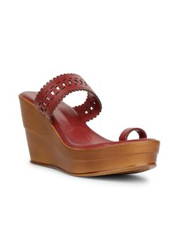 Bata - Maroon Women Toe Ring Wedges