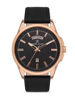 Daniel Klein - Black Color Leather Strap Watch for Men DK.1.13079-4