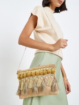 Styli - Women Embroidered Tassel Clutch