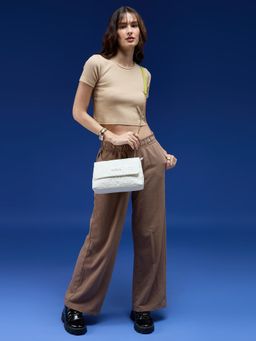 Caprese - Women Aimee Beige Quilted Faux Leather Sling Bag (M)