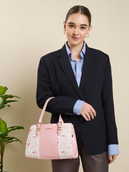 Caprese - Women Butter Pink Sorbet Scarlet Printed Satchel Bag with Detachable Strap