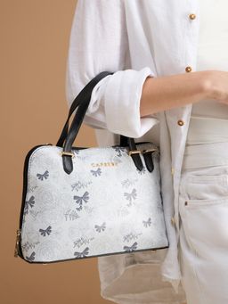 Caprese - Women Black Scarlet Printed Satchel Bag with Detachable Strap