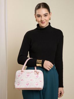 Caprese - Women Pink Sorbet Scarlet Printed Satchel Bag with Detachable Strap