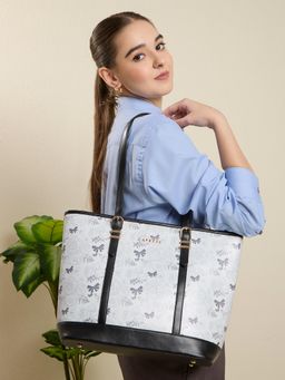 Caprese - Women Black Scarlet Printed Tote Bag (L)