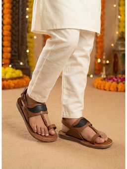 Lil Pitaara - Boys Brown Synthetic Leather Kolhapuri