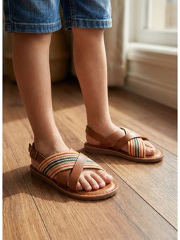 Lil Pitaara - Boys Brown Synthetic Leather Kolhapuri