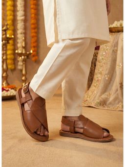 Lil Pitaara - Boys Brown Synthetic Leather Kolhapuri