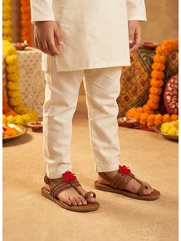 Lil Pitaara - Boys Brown Synthetic Leather Kolhapuri